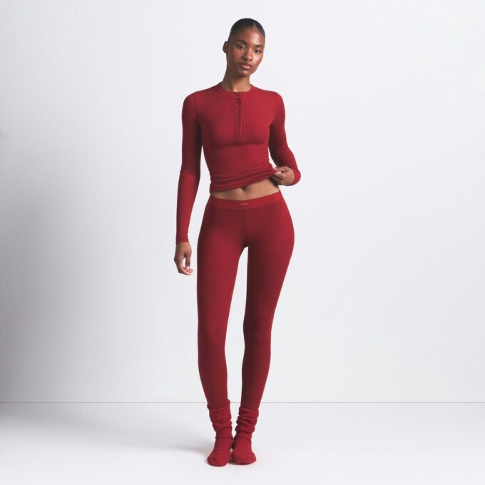 BOMULLSRIBBELT HENLEY- OG LEGGINGSETT