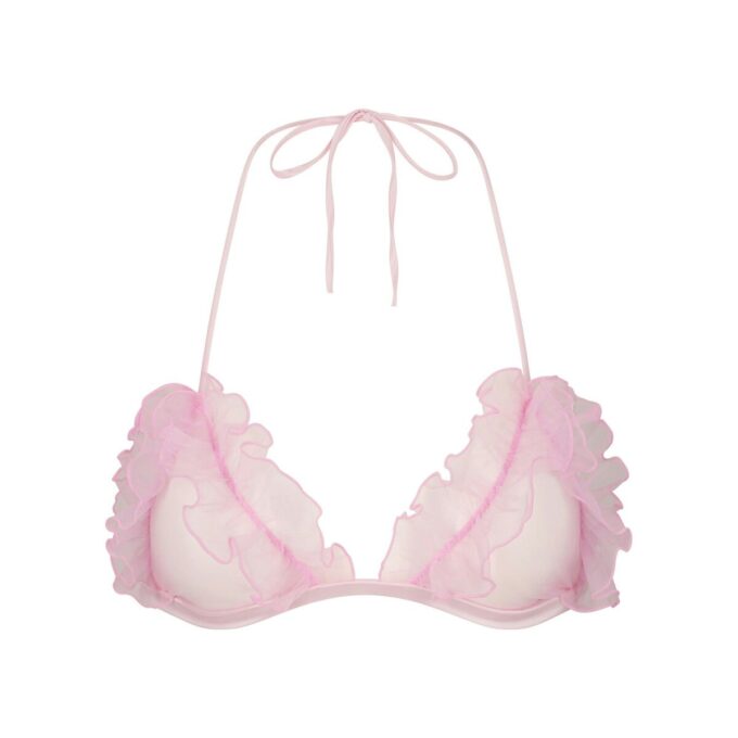 BRODERT TYLL-KNYTE-BRALETTE OG THONG-SETT