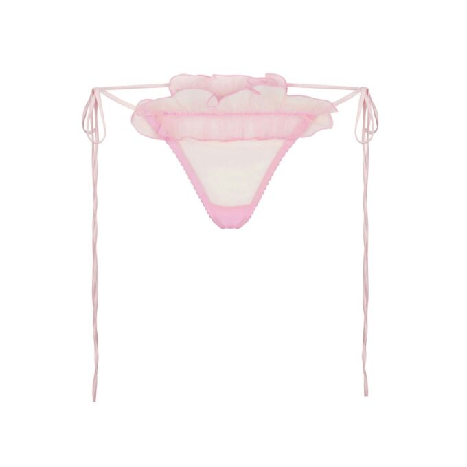 BRODERT TYLL-KNYTE-BRALETTE OG THONG-SETT