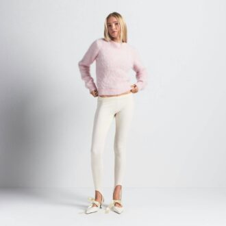 BØRSTET ALPAKKASTRIP MED RUNNECK-HALS