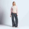 BØRSTET ALPAKKASTRIP MED RUNNECK-HALS