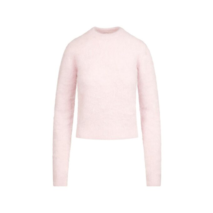 BØRSTET ALPAKKASTRIP MED RUNNECK-HALS