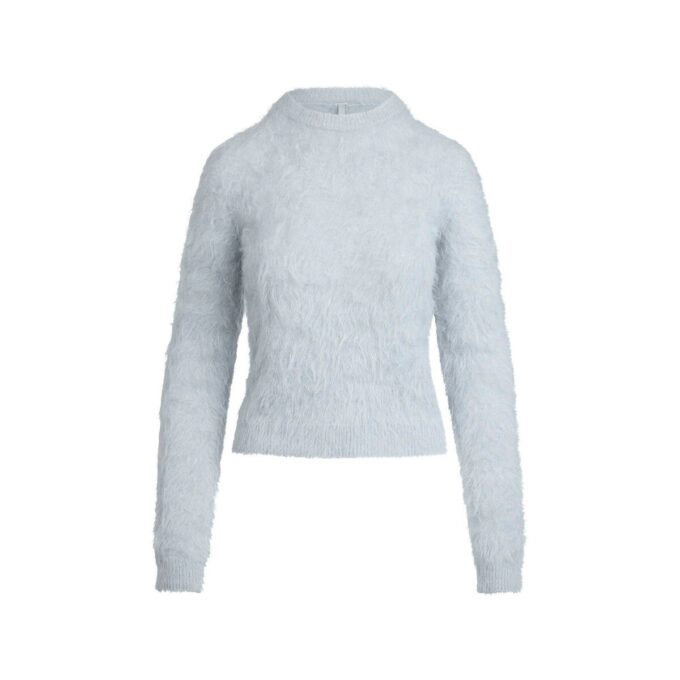 BØRSTET ALPAKKASTRIP MED RUNNECK-HALS
