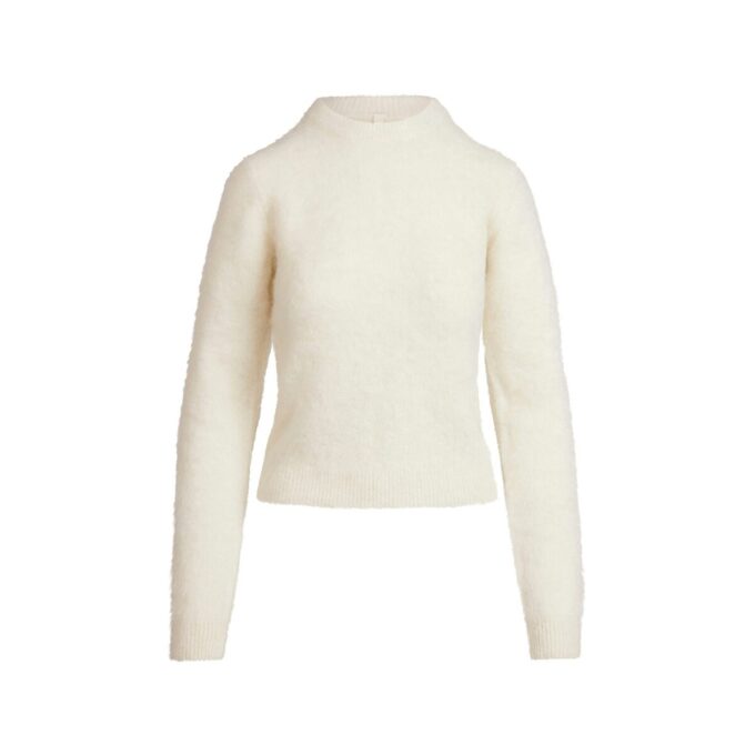BØRSTET ALPAKKASTRIP MED RUNNECK-HALS