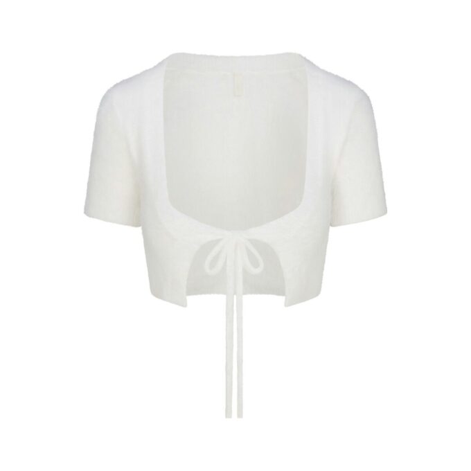 FUZZY STRIKKET CROP TOPP OG KORT SETT