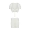 FUZZY STRIKKET CROP TOPP OG KORT SETT