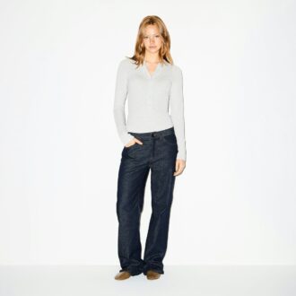 Henley-body i bomullsjersey med utringning