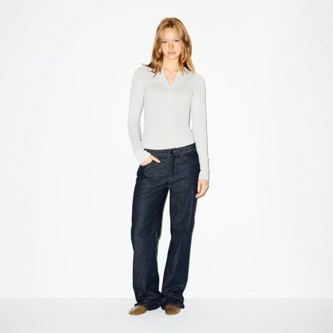 Henley-body i bomullsjersey med utringning