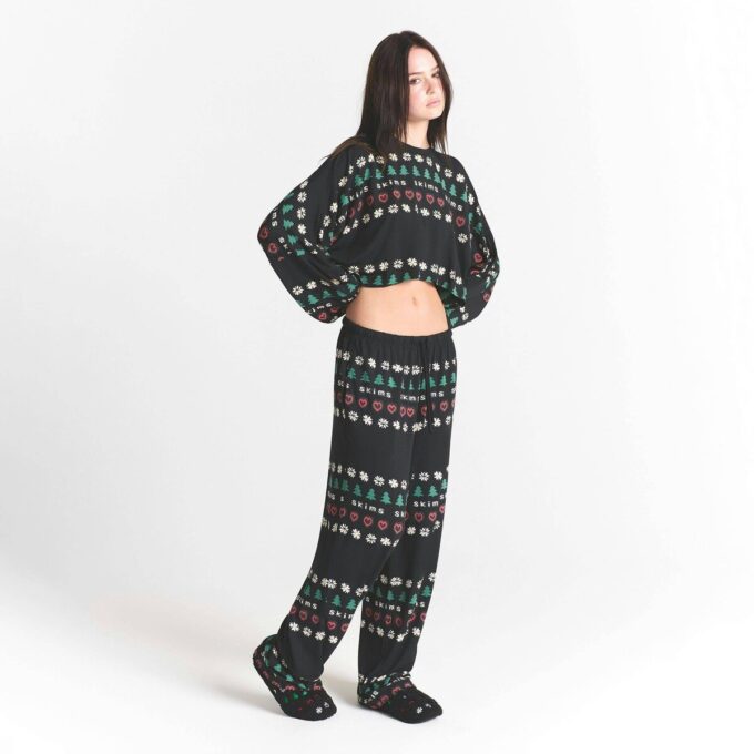 KAKTUS PLANTE FLEA MARKET X SKIMS SKIMS SLEEP CROPPED LANGERMET OG BUKSESETT