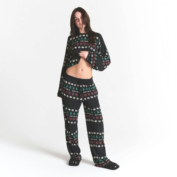 KAKTUS PLANTE FLEA MARKET X SKIMS SKIMS SLEEP CROPPED LANGERMET OG BUKSESETT