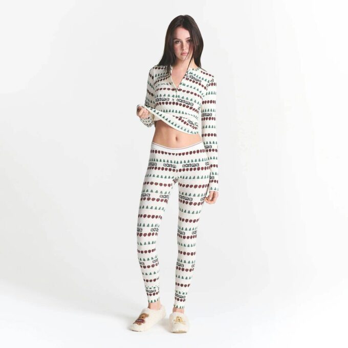 KAKTUSPLANTE FLEA MARKET X SKIMS BOMULLSRIBBE HENLEY OG LEGGINGS-SETT