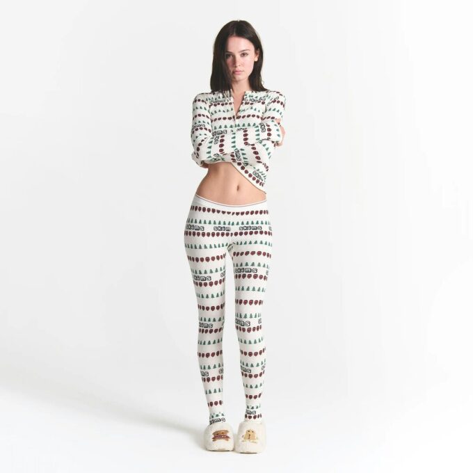 KAKTUSPLANTE FLEA MARKET X SKIMS BOMULLSRIBBE HENLEY OG LEGGINGS-SETT