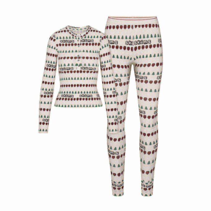 KAKTUSPLANTE FLEA MARKET X SKIMS BOMULLSRIBBE HENLEY OG LEGGINGS-SETT