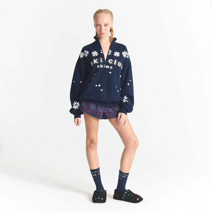 Kaktusplante Loppemarked X Skums bomullsfleece overdimensjonert kvartglidelås