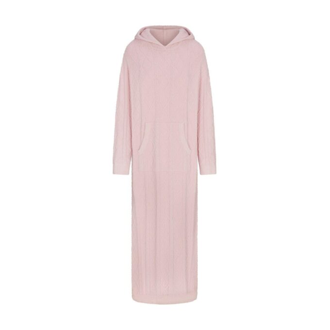 KOSELIG LETT OVERSIZED KABELSTRIKKET LANG KJOLE