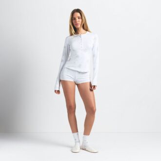 LOGO PLYSH POINTELLE RHINESTONE HENLEY-SETT