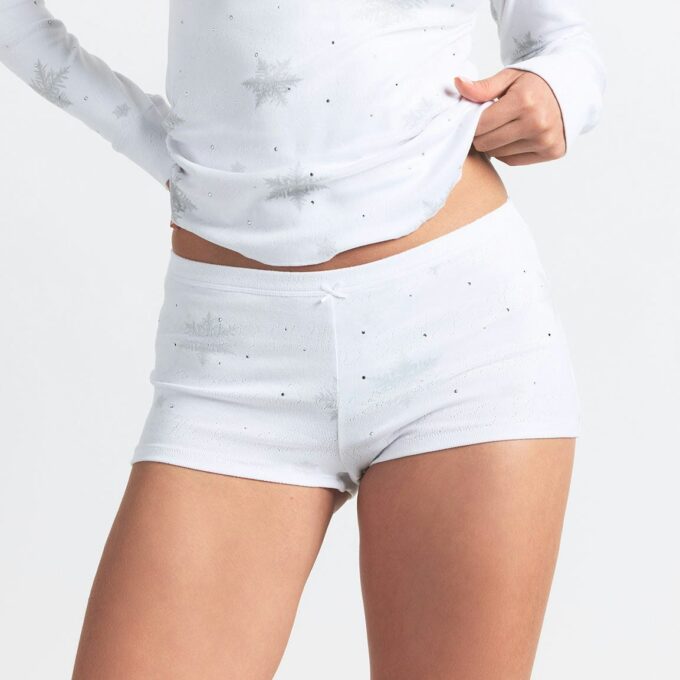LOGO PLYSH POINTELLE RHINESTONE HENLEY-SETT