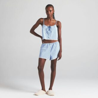 Nattbluse i bomullspoplin
