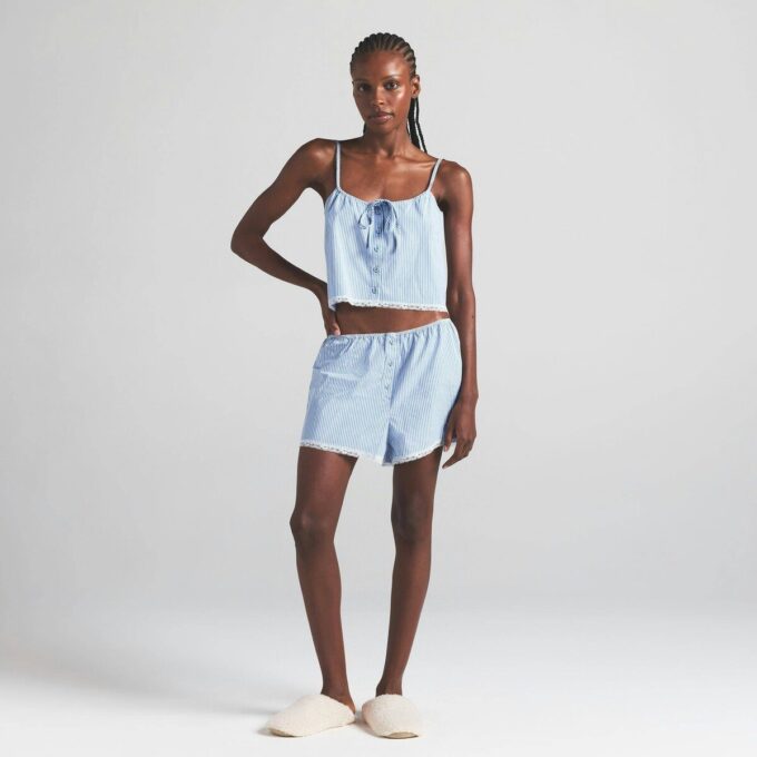 Nattbluse i bomullspoplin