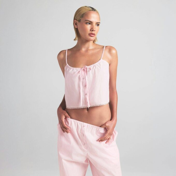 Nattbluse i bomullspoplin