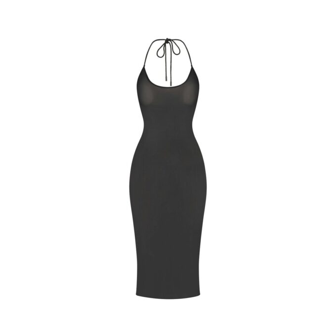 RINESTENSTRIKKET HALTER MIDI-SLIPKJOLE