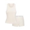 Sett med ribbet bomullsshorts og -truse