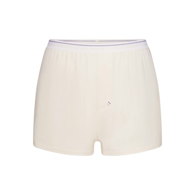 Sett med ribbet bomullsshorts og -truse