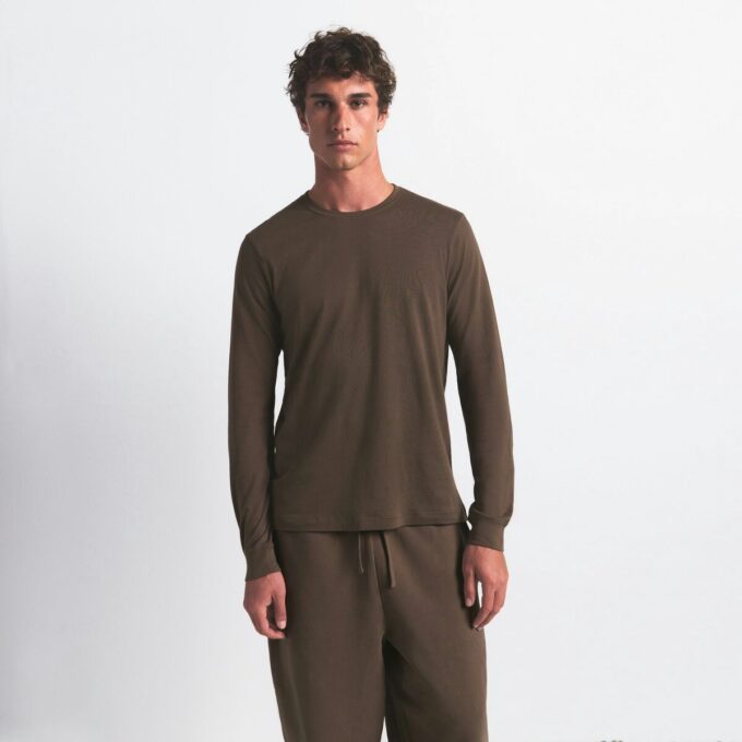 SKIMS BOMULL HERRE KLASSISK LANGERMET T-SKJORTE