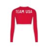 SKIMS FOR TEAM USA SIGNATURE SVØMMETRØYMPISK LANGERMET CROPPET T-SKJORTE