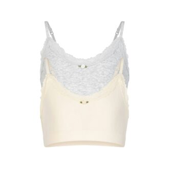 Sømløs junior-bralette med 2-pakning i bomull med blonder Sømløs junior-bralette med 2-pakning i bomull med blonder