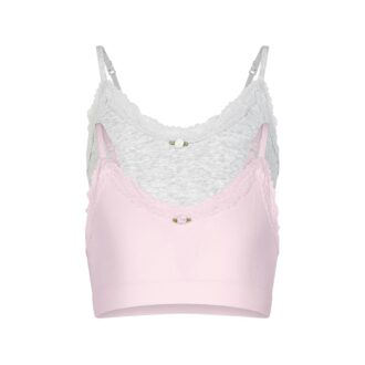 Sømløs junior-bralette med 2-pakning i bomull med blonder Sømløs junior-bralette med 2-pakning i bomull med blonder