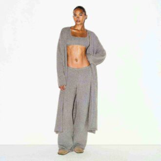 TEKSTURERT STRIKKET LANG CARDIGAN
