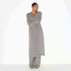 TEKSTURERT STRIKKET LANG CARDIGAN