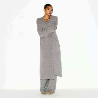 TEKSTURERT STRIKKET LANG CARDIGAN