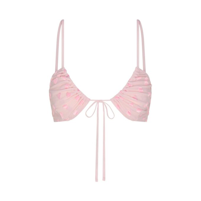 TRANSPARENT FLØYELSBRALETTE MED KNYTING FORAN