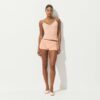TRANSPARENT RIBBELT BLONDE-CAMI OG SHORTS-SETT
