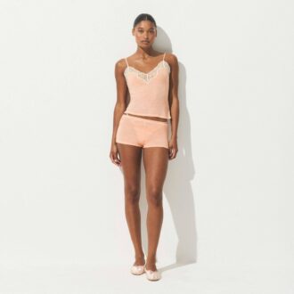 TRANSPARENT RIBBELT BLONDE-CAMI OG SHORTS-SETT