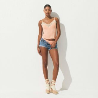 TRANSPARENT RIBBELT BLONDE-CAMI OG SHORTS-SETT