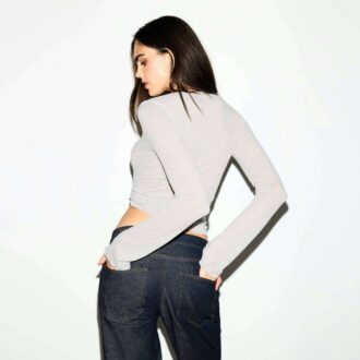 TRANSPARENT RIBBELT LANGERMET HENLEY-SKJORTE