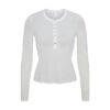 TRANSPARENT RIBBELT LANGERMET HENLEY-SKJORTE