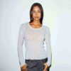 TRANSPARENT RIBBELT LANGERMET TOPP MED RUND HALS