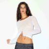 TRANSPARENT RIBBELT LANGERMET TOPP MED RUND HALS