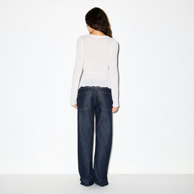 TRANSPARENT RIBBELT LANGERMET TOPP MED RUND HALS