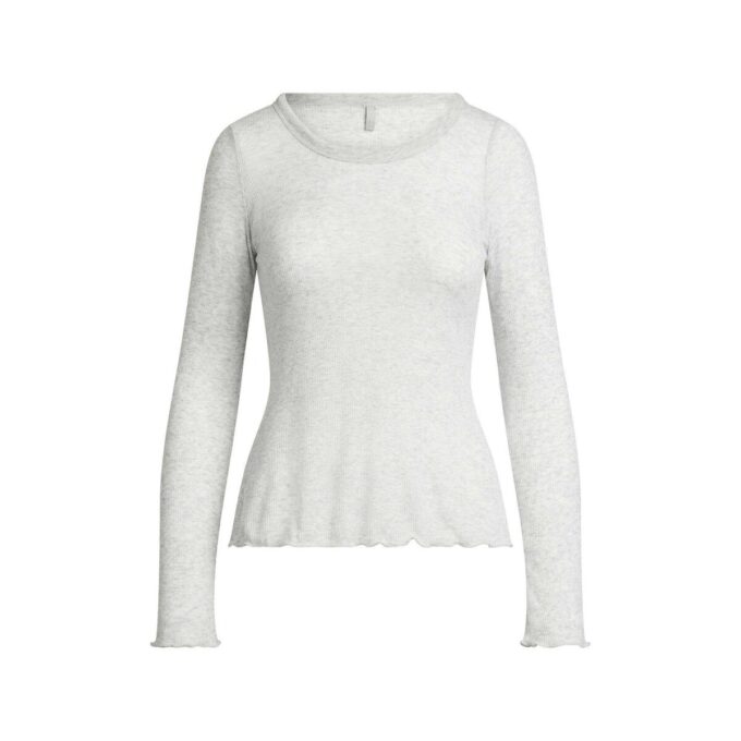 TRANSPARENT RIBBELT LANGERMET TOPP MED RUND HALS
