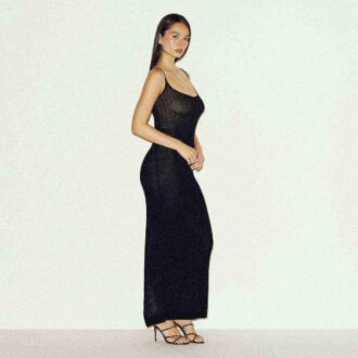 TRANSPARENT STRIKKET LANG CAMI-KJOLE