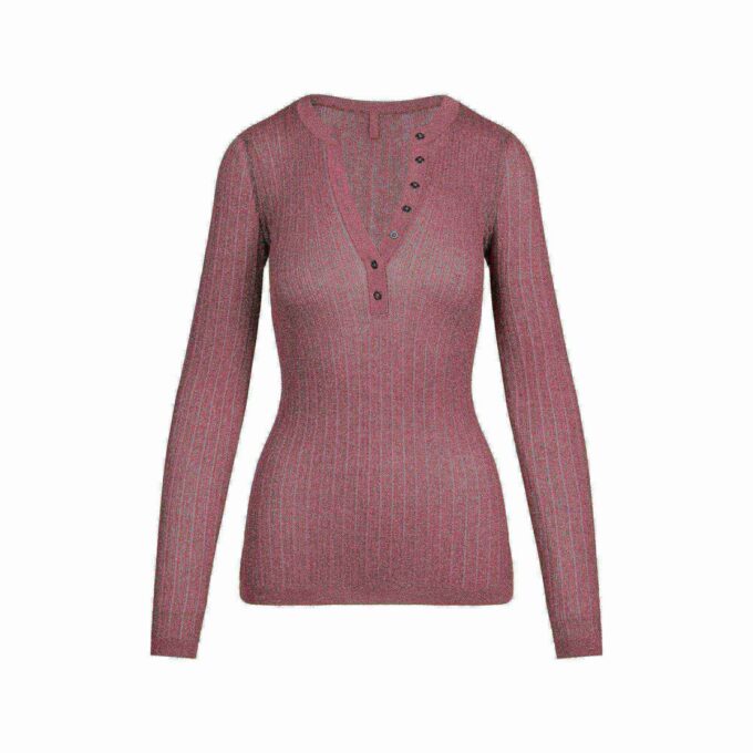 TRANSPARENT STRIKKET LANGERMET HENLEY